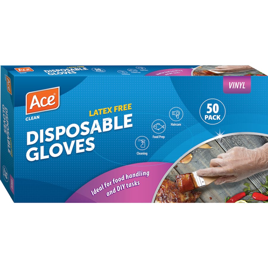 Ace Disposable Gloves Vinyl 50pack
