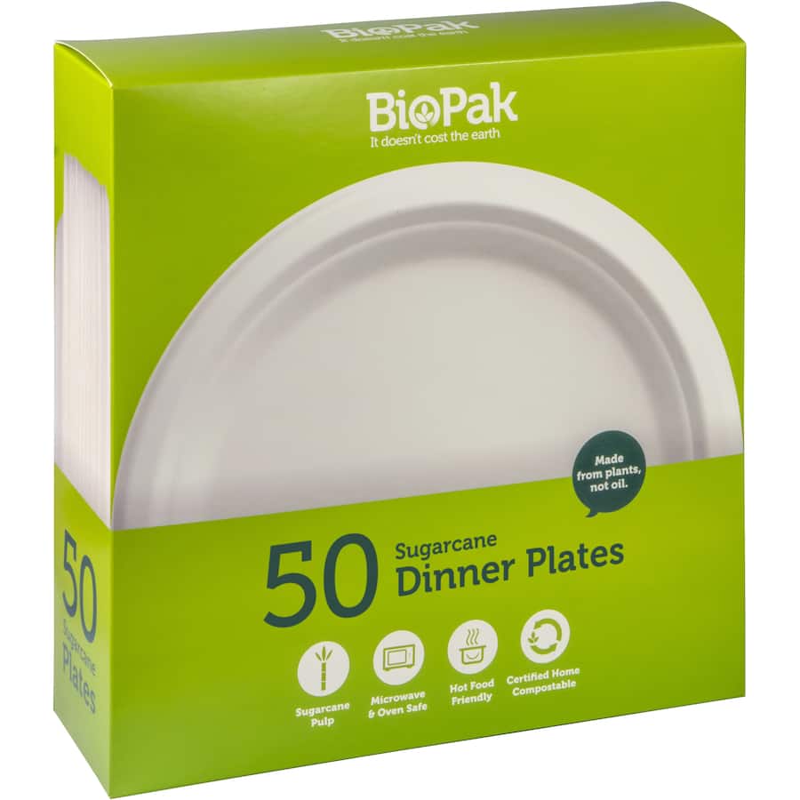 Biopak Plates Sugar Cane 25mm 50pack