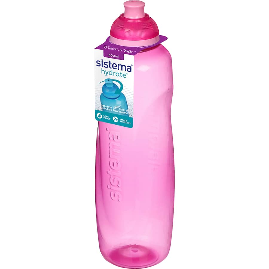 Sistema Hydrate Drink Bottle Twist N Sip 600ml Assorted
