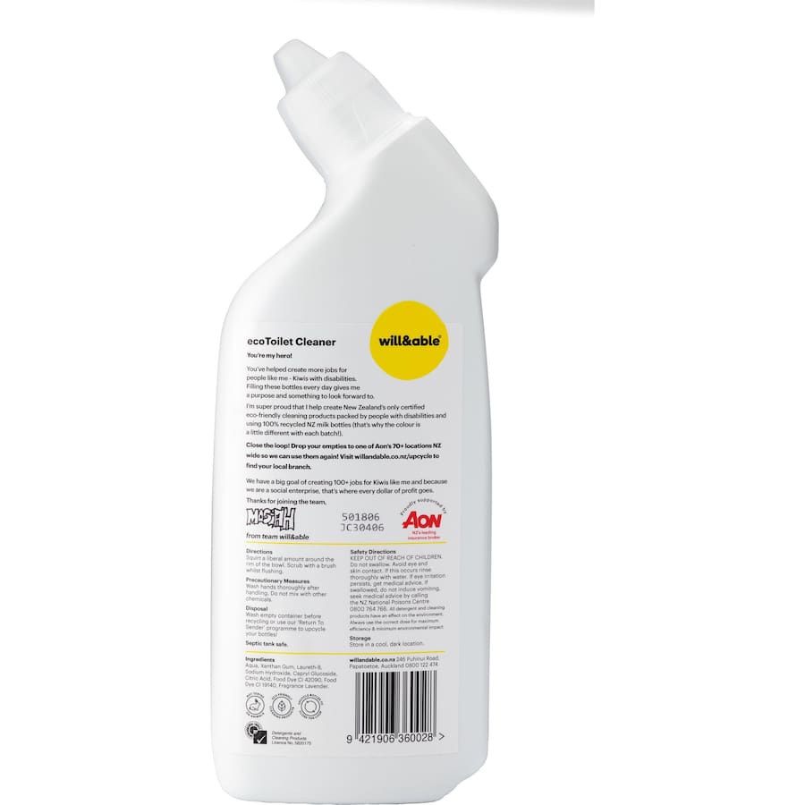 Will & Able Eco Toilet Cleaner Lavender 500mL