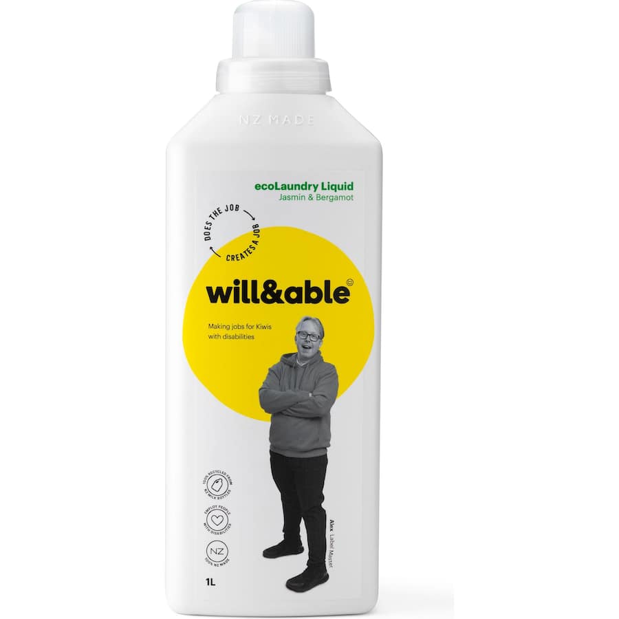 Will & Able Eco Laundry Liquid Jasmin & Bergamot 1L