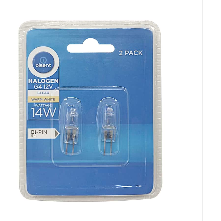 Olsent Eco Halogen Bulb Bi Pin 14w Clear 2pack