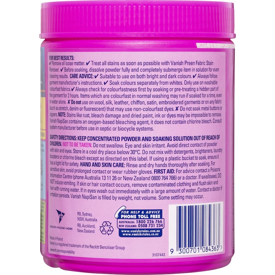 Vanish Napisan Oxi Action Stain Remover Colour Safe Powder 1kg