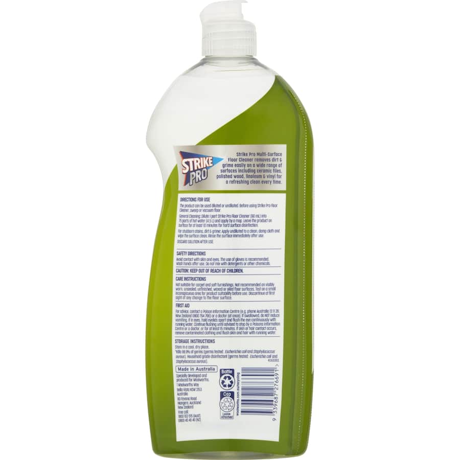 Strike Pro Floor Cleaner Citrus Fresh Antibacterial 750mL