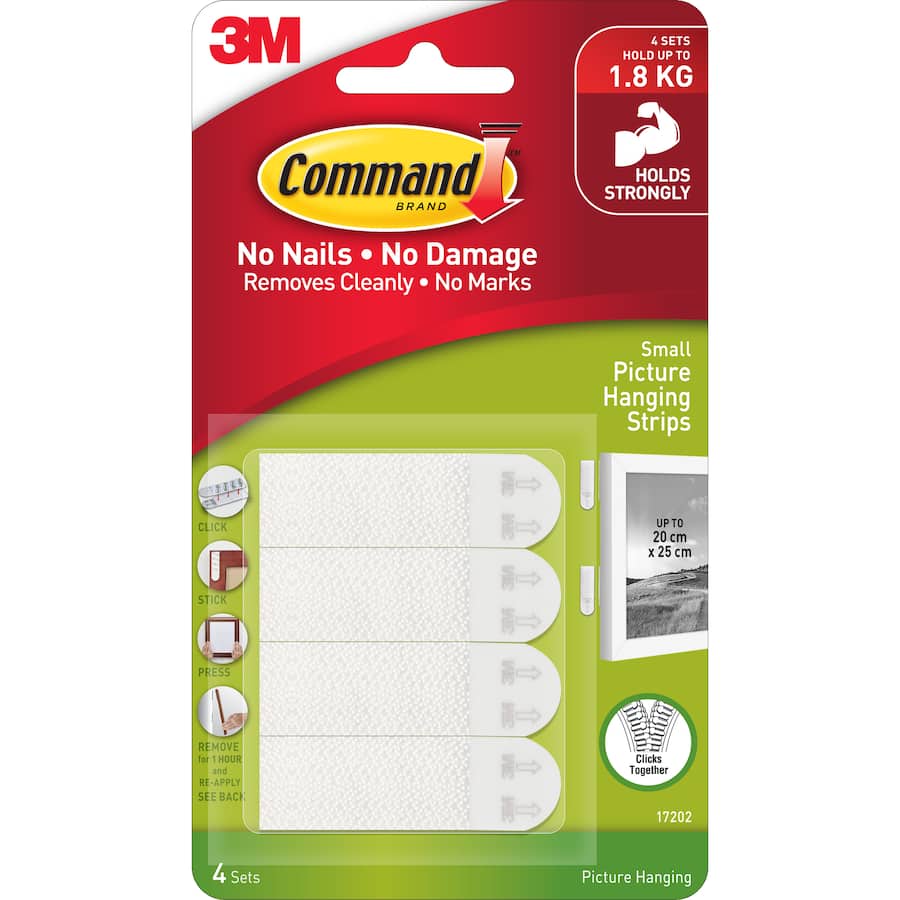 3m Command Hooks & Hangers Small Interlocking Strips 4pack