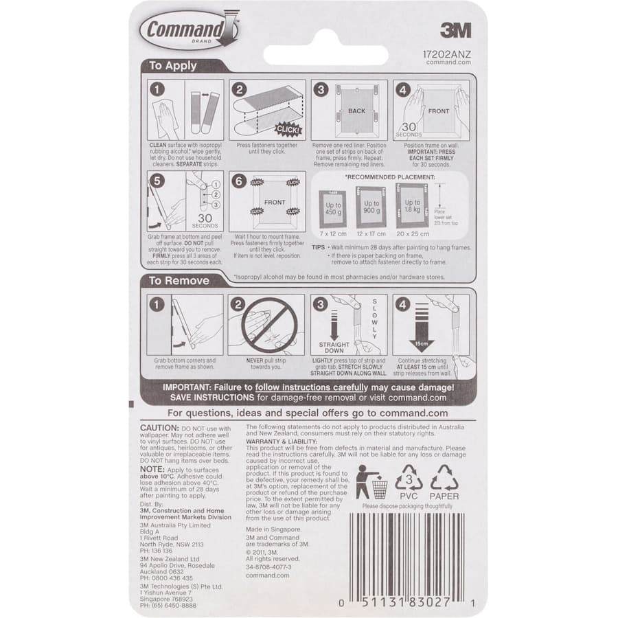 3m Command Hooks & Hangers Small Interlocking Strips 4pack