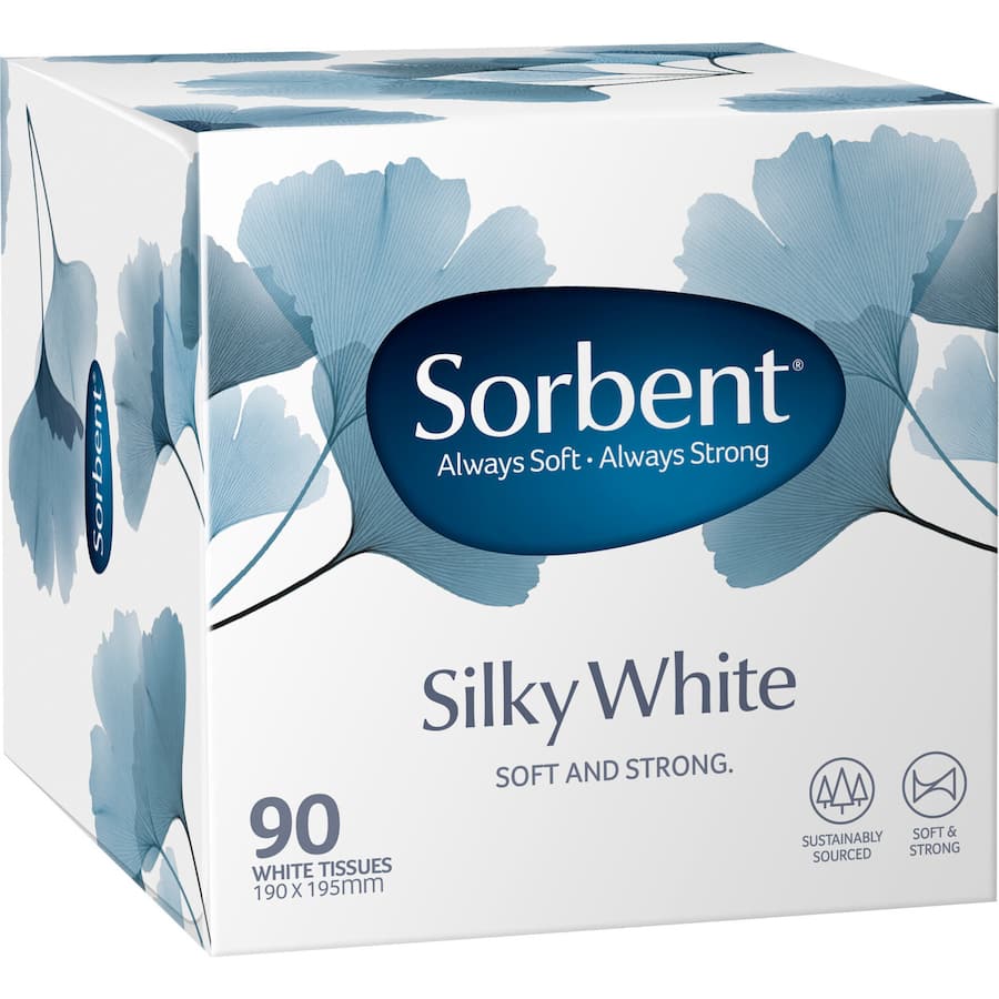 Sorbent Facial Tissues White 90pack
