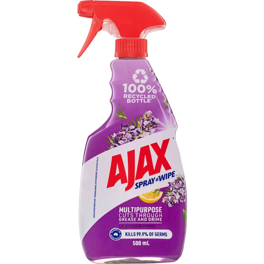 Ajax Spray N Wipe Multipurpose Cleaning Spray Antibacterial Lavender Citrus Trigger 500mL