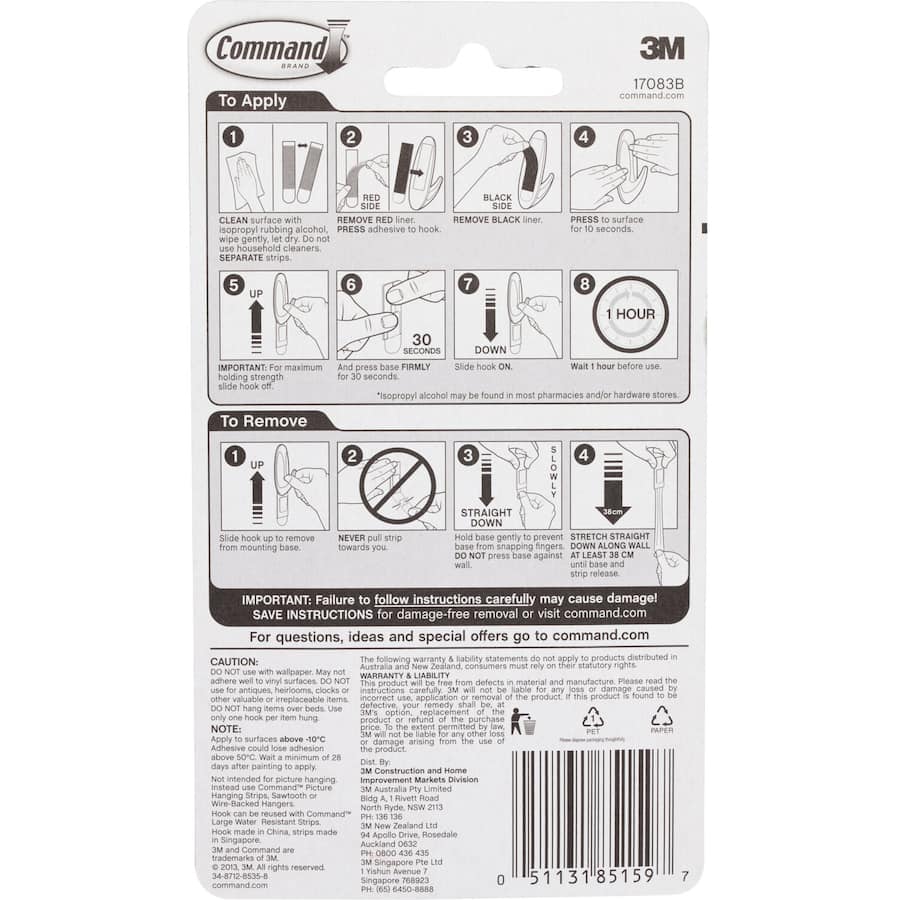 3m Command Hooks & Hangers Adhesive Utensil Hooks 3pack
