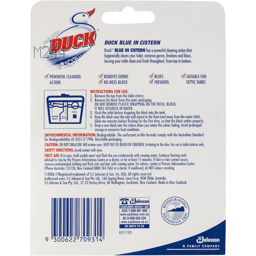 Duck Toilet Flush In Cistern Blue Block 2pack