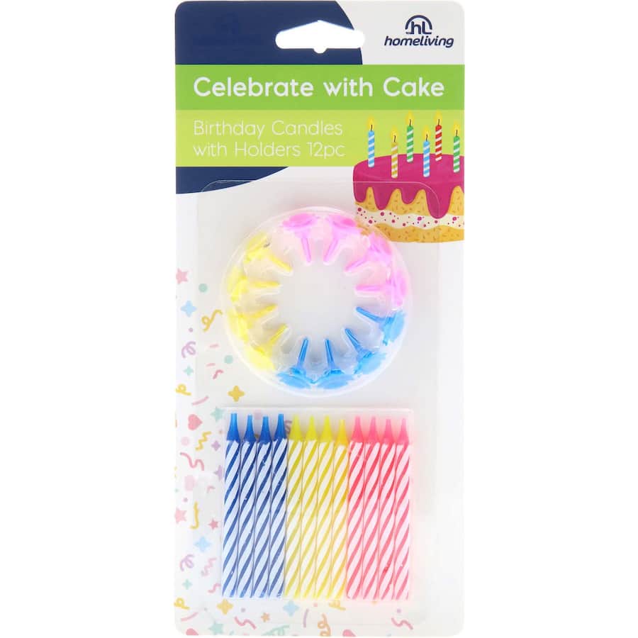 Homeliving Birthday Candles With Holders 12pack