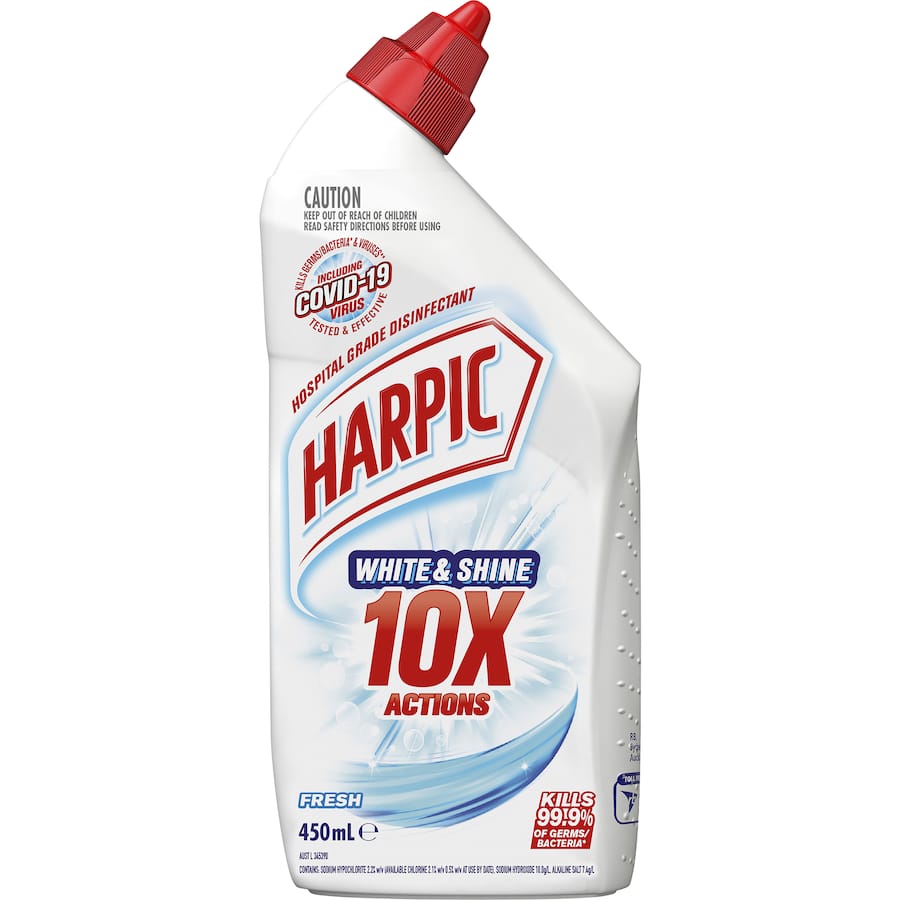 Harpic Toilet Cleaner White & Shine Bleach Gel Fresh 450mL