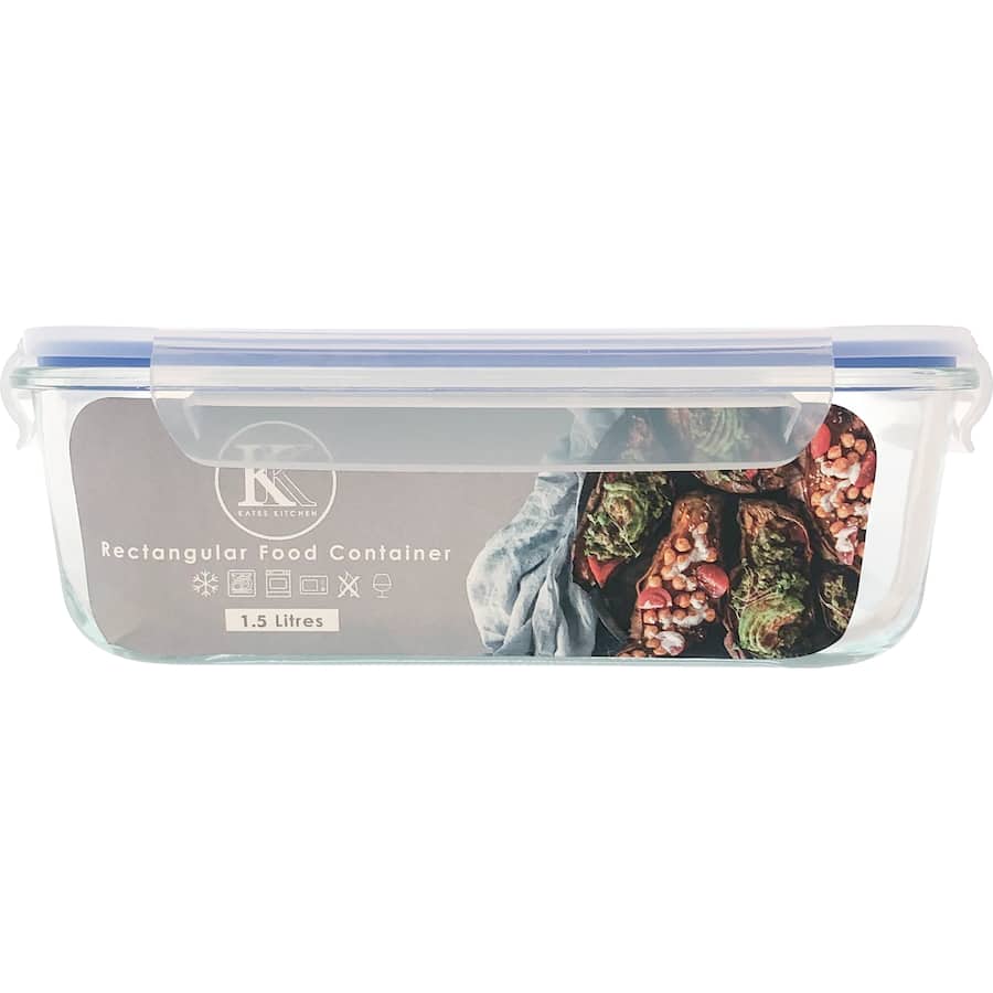 Kates Food Glass Container Rectangular 1.5L