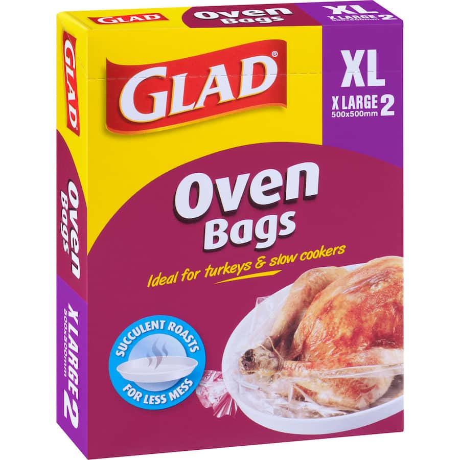 Glad Oven Bags Extra Large 500x500mm 2pack
