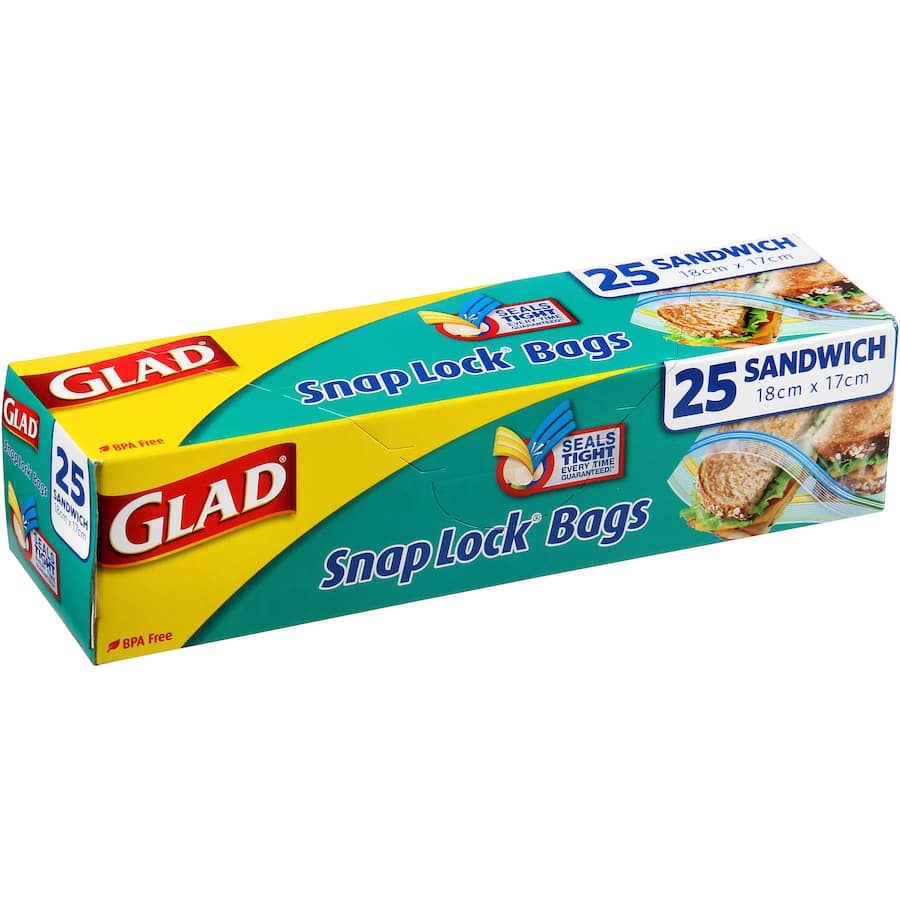 Glad Snaplock Plastic Bags Sandwich 170x180mm 25pack