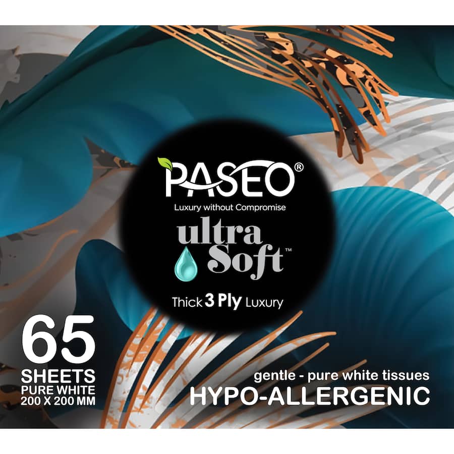 Paseo Ultra Soft Tissues Hypoallergenic 3ply Cube 65pack