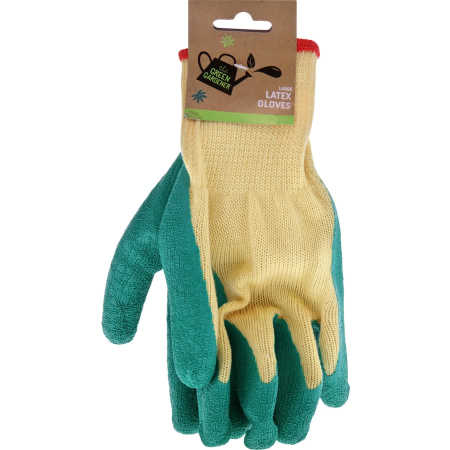 Green Gardener Garden Gloves Green Lge Latex Knit