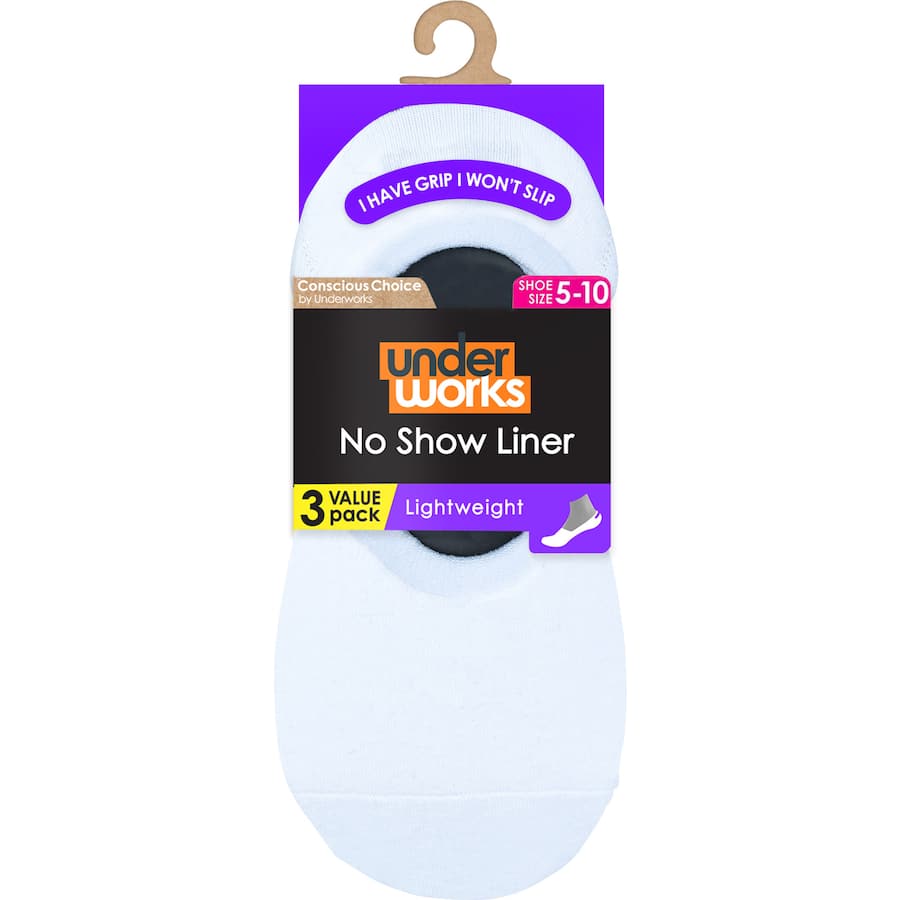 Underworks Ladies Socks No Show Liner Size 5-10 3pack