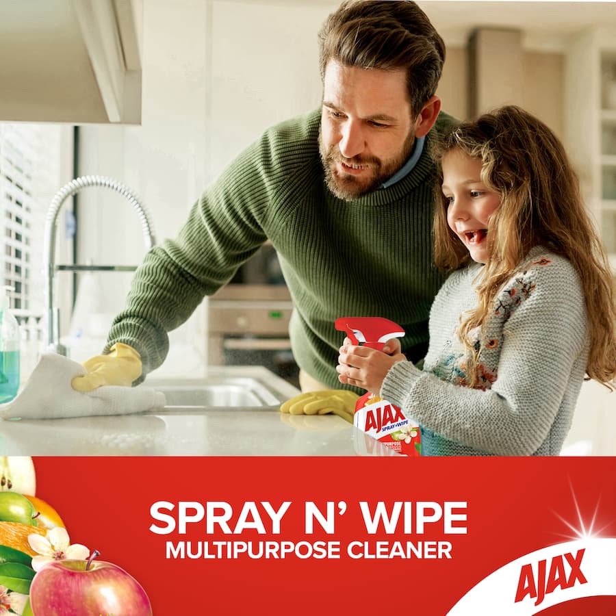 Ajax Spray N Wipe Multipurpose Cleaning Spray Antibacterial Apple & Citrus Trigger 500mL