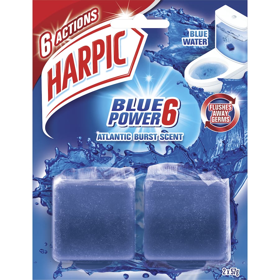 Harpic Toilet Cleaner Blue Power Atlantic Burst In Cistern 2 pack 100g