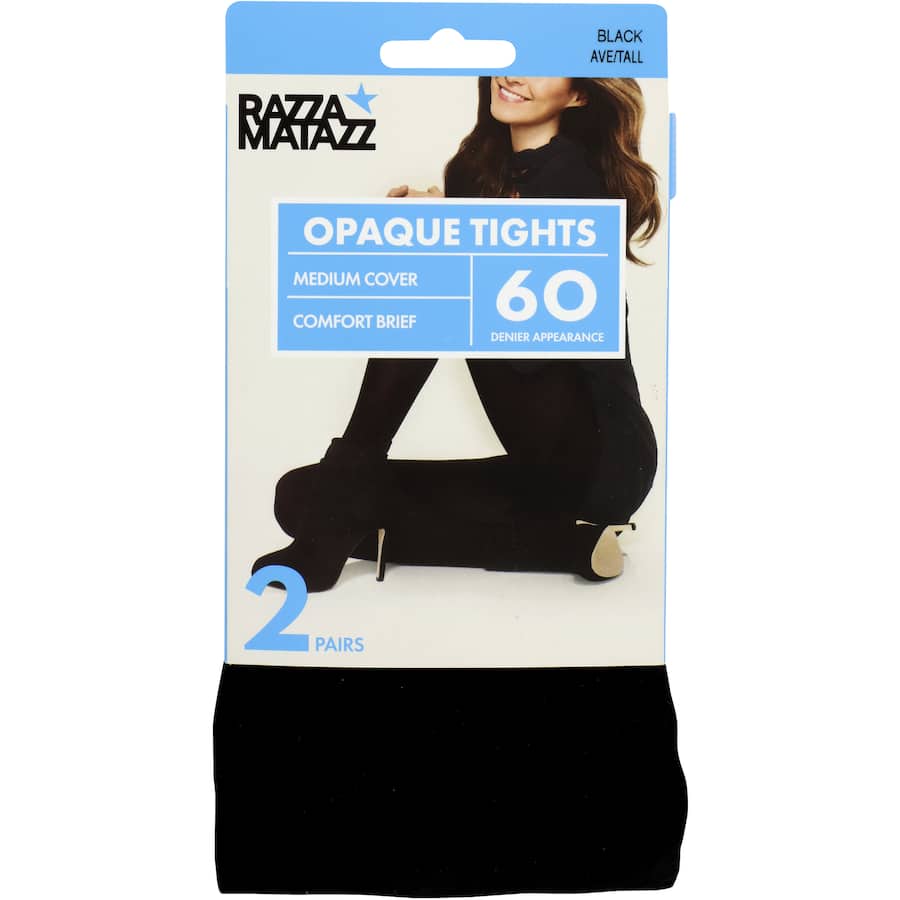 Razzamatazz Opaques Pantyhose Petite - Medium Black 60 Denier 2pr