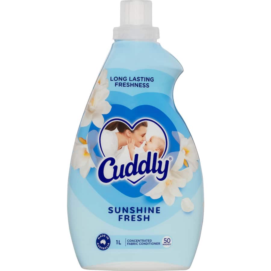 Cuddly Concentrate Fabric Softener Conditioner Sunshine Fresh Bottle 1L