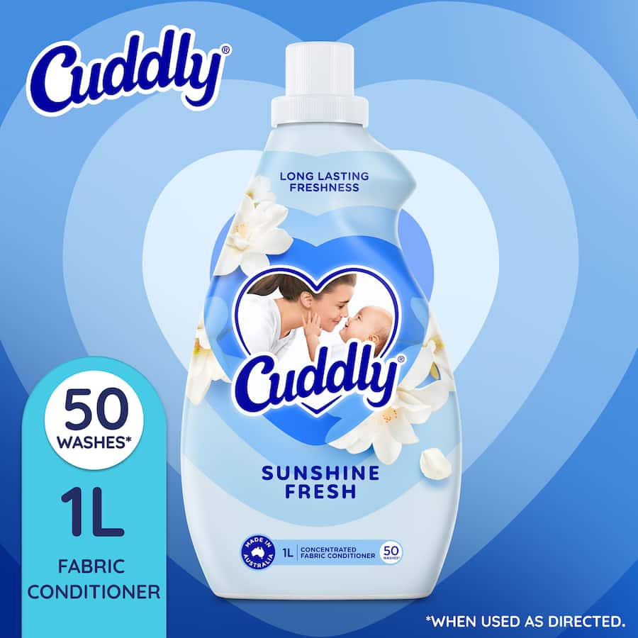 Cuddly Concentrate Fabric Softener Conditioner Sunshine Fresh Bottle 1L