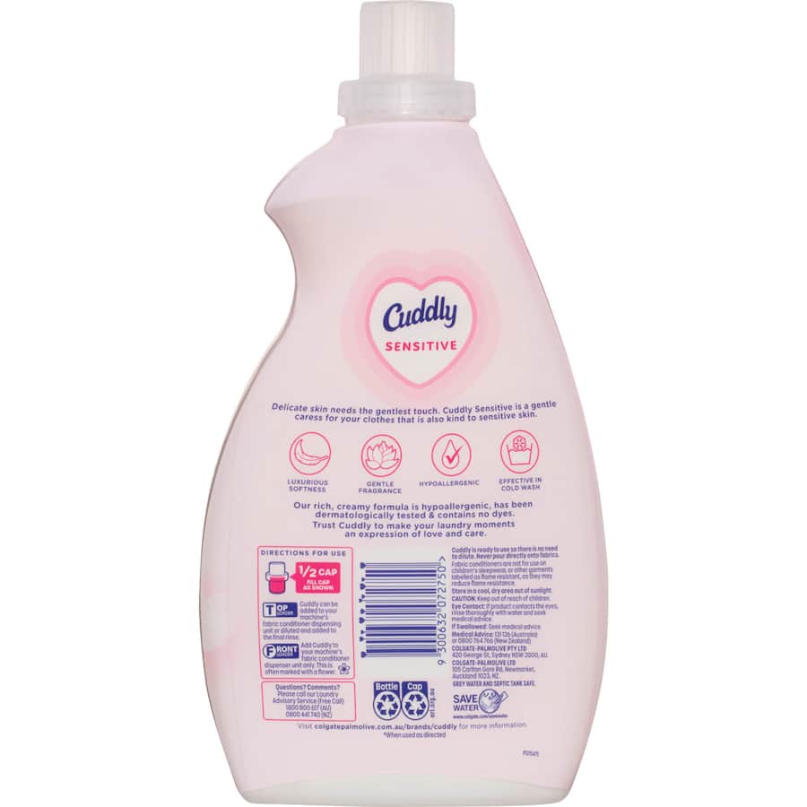 Cuddly Concentrate Fabric Softener Conditioner Sensitive Bottle 1L