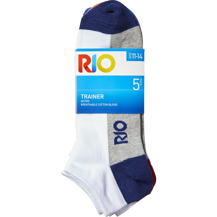 Rio Mens Socks Sports Trainer Liner Size 11 5pack
