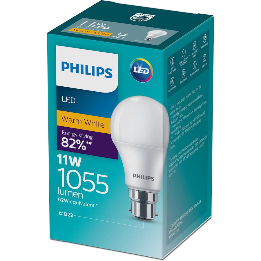 Philips Bayonet Light Bulb Led 11w 1055 Lumen Warm 1pack