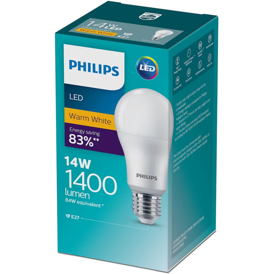 Philips Screw Light Bulb Led 14w 1400 Lumen Warm 1pack