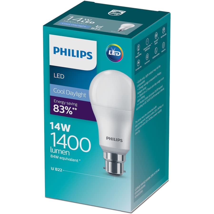 Philips Bayonet Light Bulb Led 14w 1400 Lumen Cool 1pack