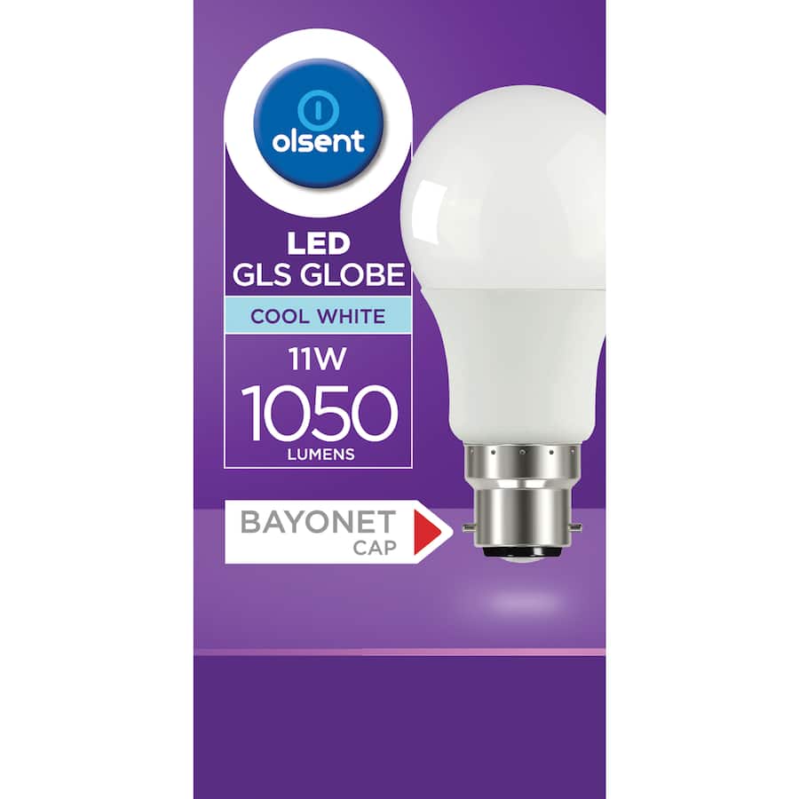 Olsent Bayonet Light Bulb Led 11w 1050 Lumen Cool 1pack