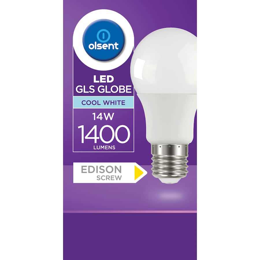 Olsent Screw Light Bulb Led 14w 1400 Lumen Cool 1pack