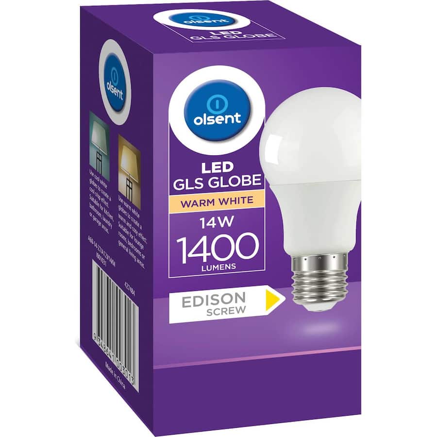 Olsent Screw Light Bulb Led 14w 1400 Lumen Warm 1pack
