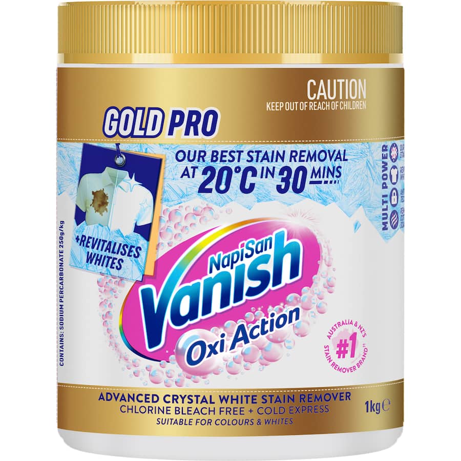 Vanish Napisan Gold Pro Oxi Action Stain Remover Crystal White Powder 1kg