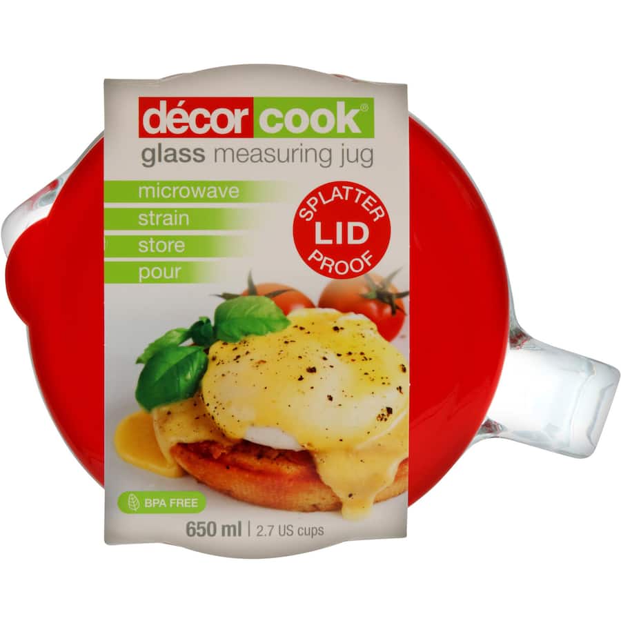 Decor Cook Jug Glass With Lid 650mL