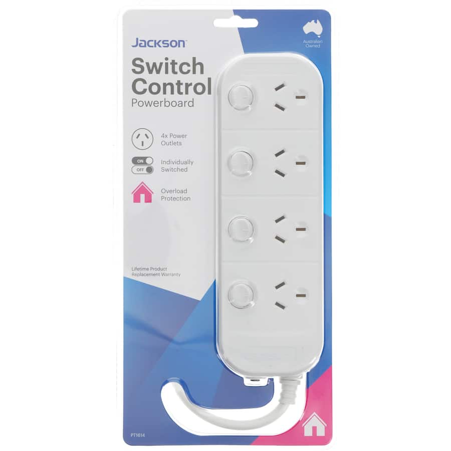 Jackson Powerboard 4 Outlet Ind Switch 1m Lead 1ea