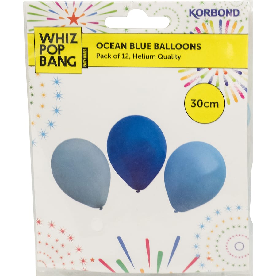 Whiz Pop Bang Balloons Blue 30cm 12pack
