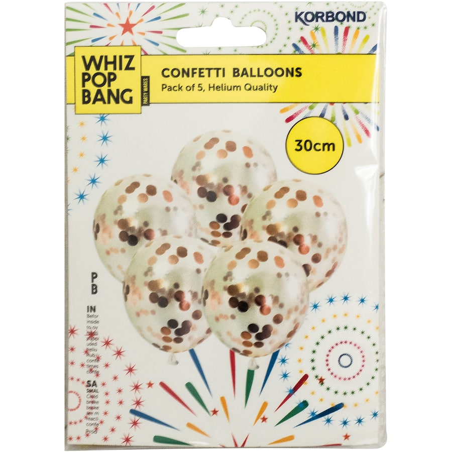 Whiz Pop Bang Balloons Confetti 30cm 5pack