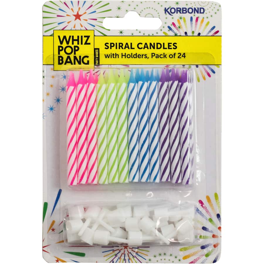 Whiz Pop Bang Candles Spiral 24pack