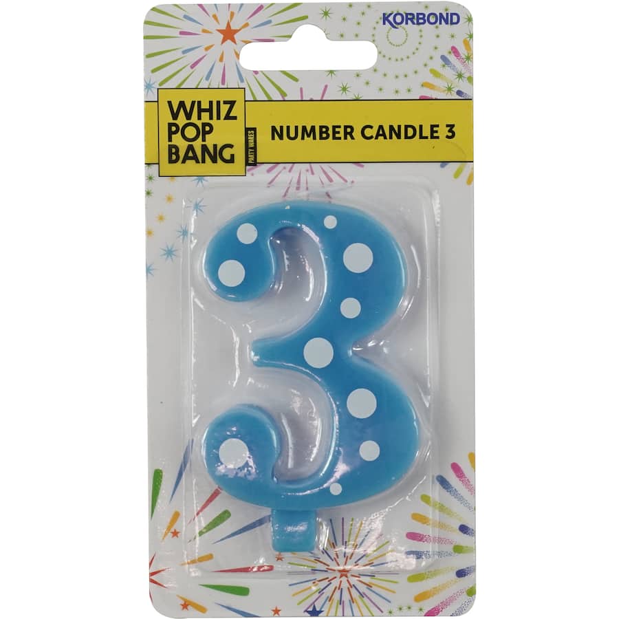 Whiz Pop Bang Candles Number 3 1ea