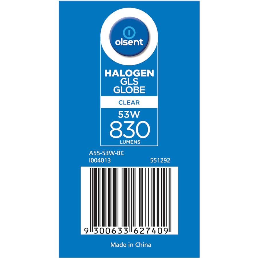 Olsent Halogen Round Bulb Bayonet 53w Clear 2pack