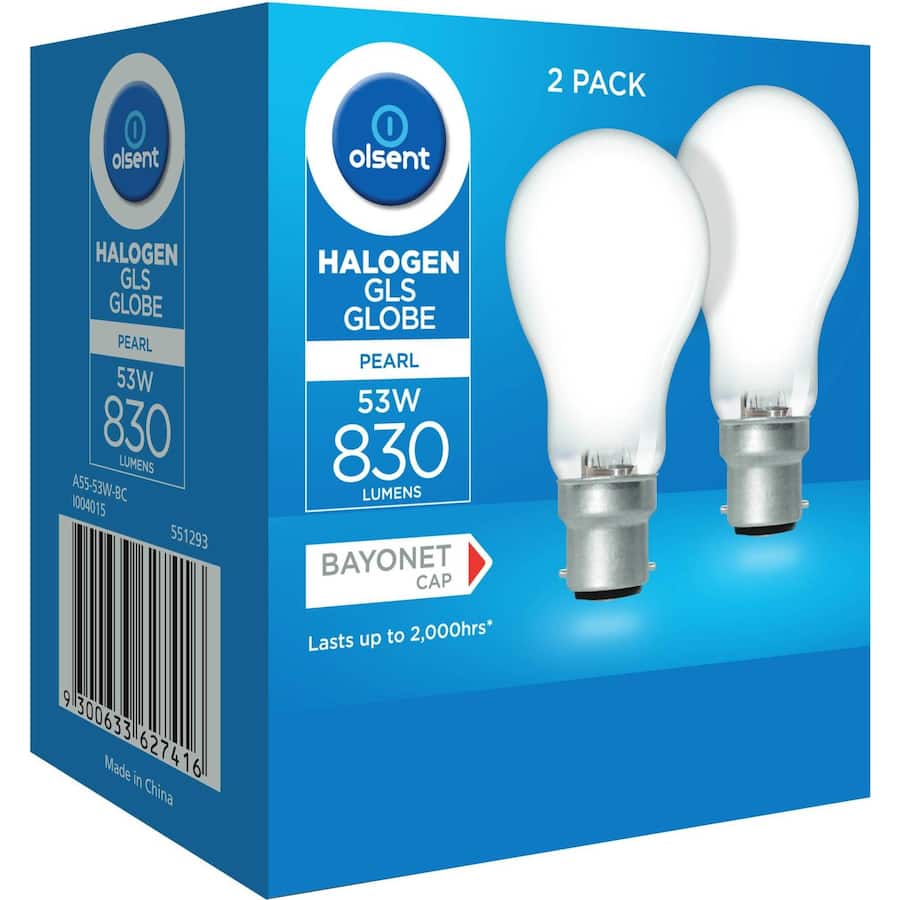 Olsent Halogen Round Bulb Bayonet 53w Pearl 2pack