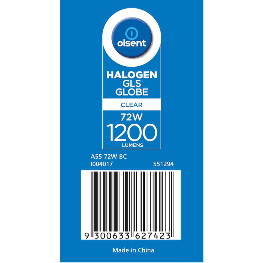 Olsent Halogen Round Bulb Bayonet 72w Clear 2pack