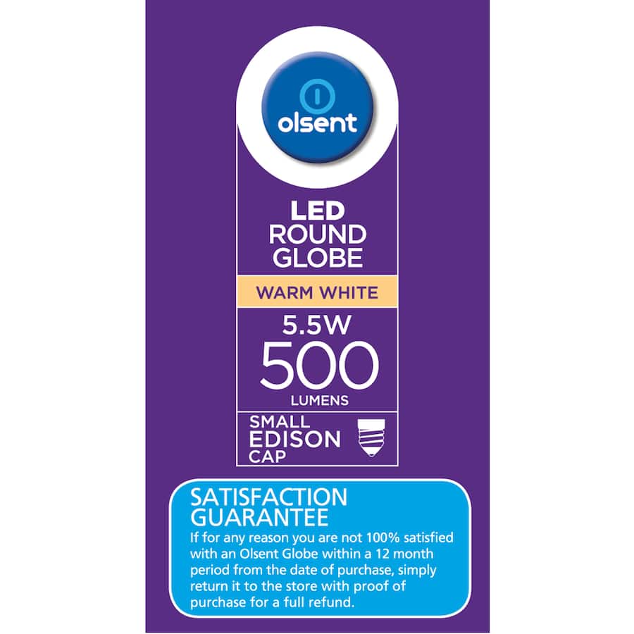 Olsent Led Light Bulb Screw 5.5w 500lm 1pack