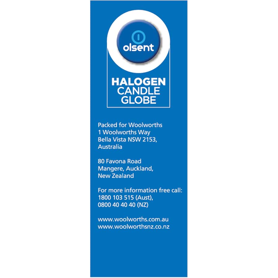Olsent Halogen Candle Bulb Screw Clear 28w 2pack
