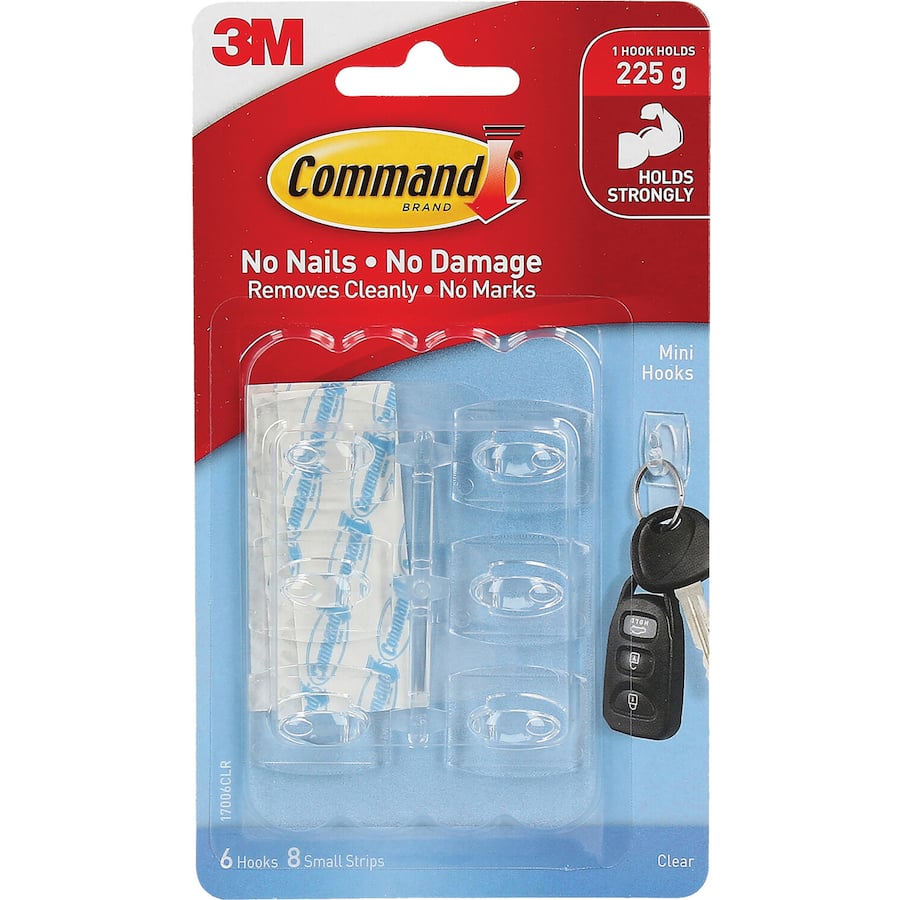 3m Command Hooks & Hangers Mini Adhesive Hooks 6pack