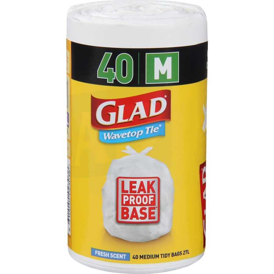 Glad Bin Liners Wavetop Ties Med 40pack