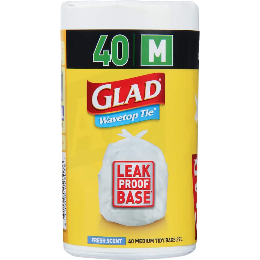 Glad Bin Liners Wavetop Ties Med 40pack